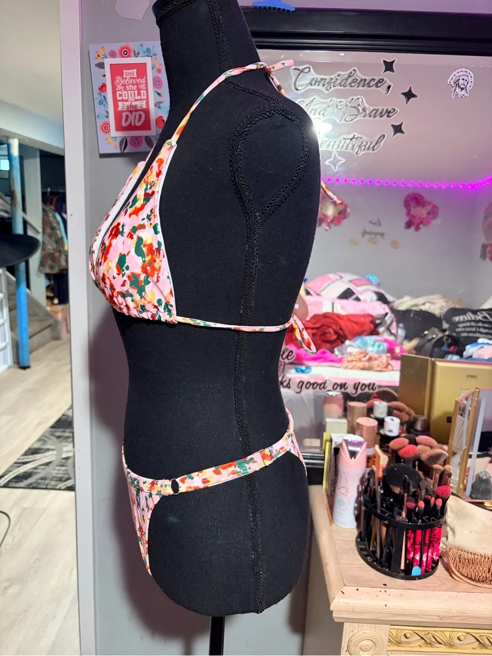 NWT 3-Piece Floral Bikini & Matching Ruffle Cover Up Set-S